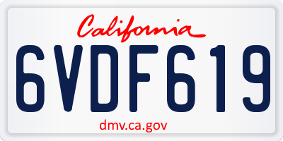 CA license plate 6VDF619