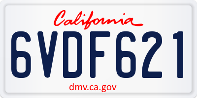 CA license plate 6VDF621
