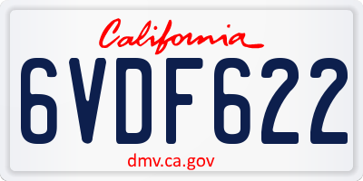 CA license plate 6VDF622