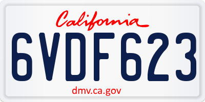 CA license plate 6VDF623