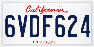 CA license plate 6VDF624
