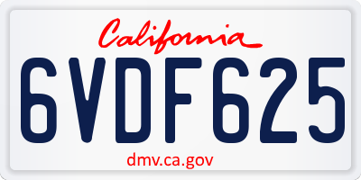 CA license plate 6VDF625