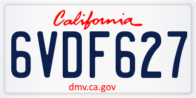 CA license plate 6VDF627
