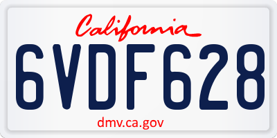 CA license plate 6VDF628