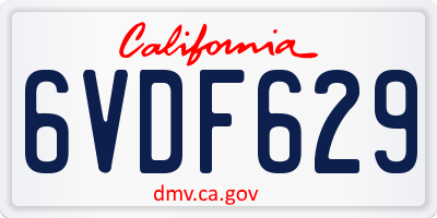 CA license plate 6VDF629