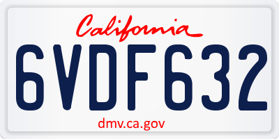 CA license plate 6VDF632