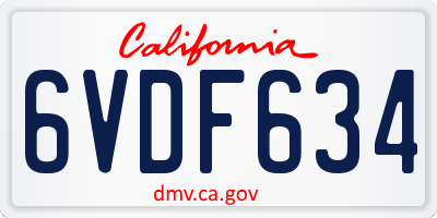 CA license plate 6VDF634