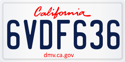 CA license plate 6VDF636