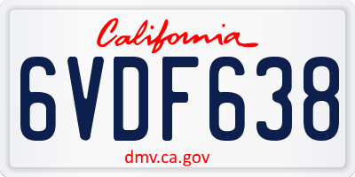 CA license plate 6VDF638