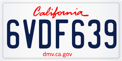 CA license plate 6VDF639