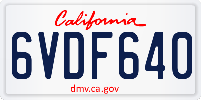 CA license plate 6VDF640