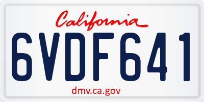 CA license plate 6VDF641