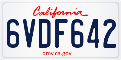 CA license plate 6VDF642