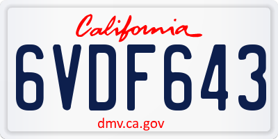 CA license plate 6VDF643