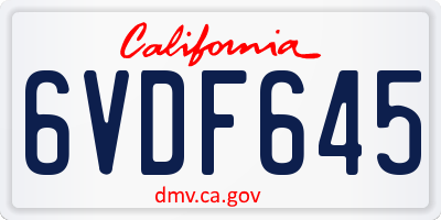 CA license plate 6VDF645