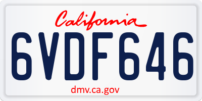 CA license plate 6VDF646