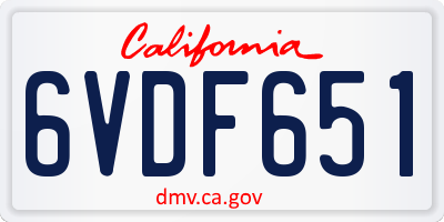 CA license plate 6VDF651
