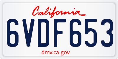 CA license plate 6VDF653
