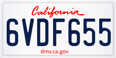 CA license plate 6VDF655