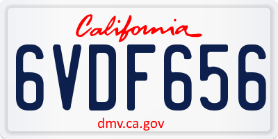 CA license plate 6VDF656