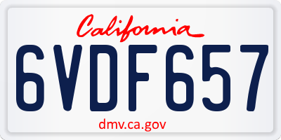 CA license plate 6VDF657