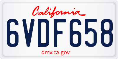 CA license plate 6VDF658