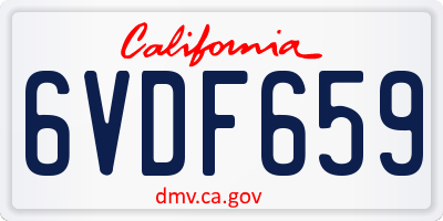 CA license plate 6VDF659