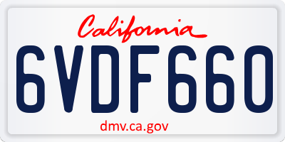 CA license plate 6VDF660
