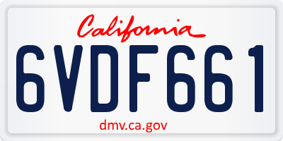 CA license plate 6VDF661