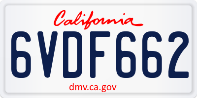 CA license plate 6VDF662
