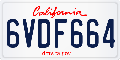 CA license plate 6VDF664