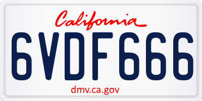 CA license plate 6VDF666