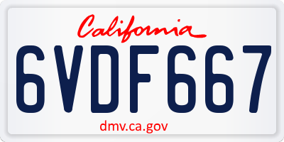 CA license plate 6VDF667