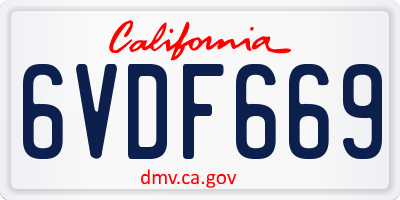 CA license plate 6VDF669