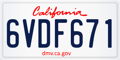 CA license plate 6VDF671