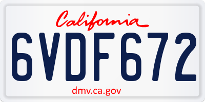 CA license plate 6VDF672