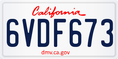 CA license plate 6VDF673