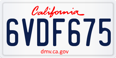 CA license plate 6VDF675