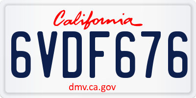 CA license plate 6VDF676