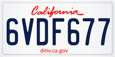 CA license plate 6VDF677