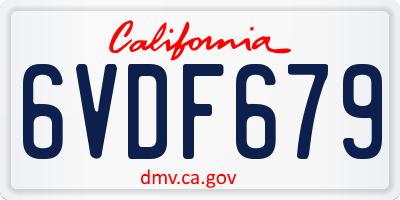 CA license plate 6VDF679