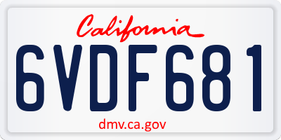 CA license plate 6VDF681