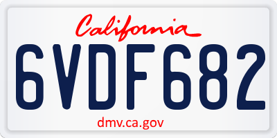 CA license plate 6VDF682