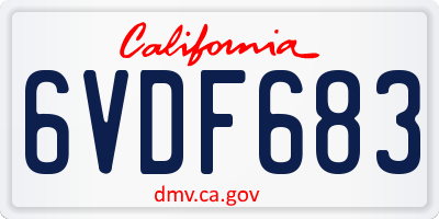 CA license plate 6VDF683