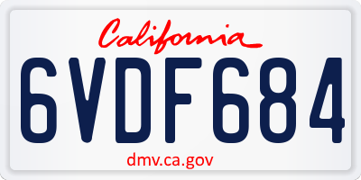 CA license plate 6VDF684