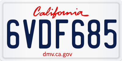 CA license plate 6VDF685