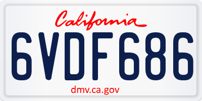 CA license plate 6VDF686