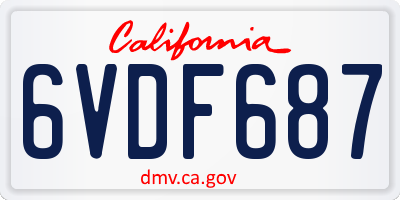 CA license plate 6VDF687