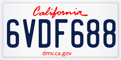 CA license plate 6VDF688