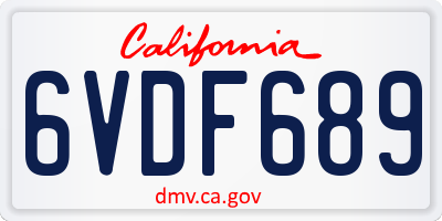CA license plate 6VDF689